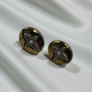 Brighton Gold-Tone Oval Stud Cross Earrings